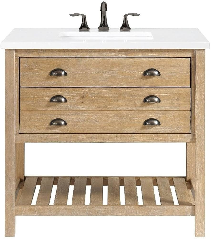 Martin Svensson Home Monterey 37" Single Bathroom Vanity with Sink and Storage, Driftwood | Amazon (US)