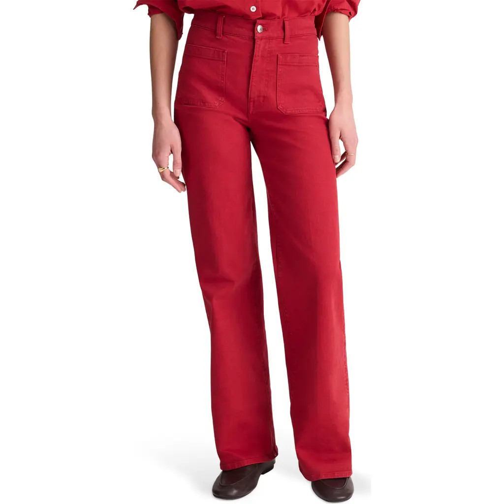 Madewell The Emmy Patch Pocket Wide Leg Pants in Cherry at Nordstrom, Size 30 | Nordstrom