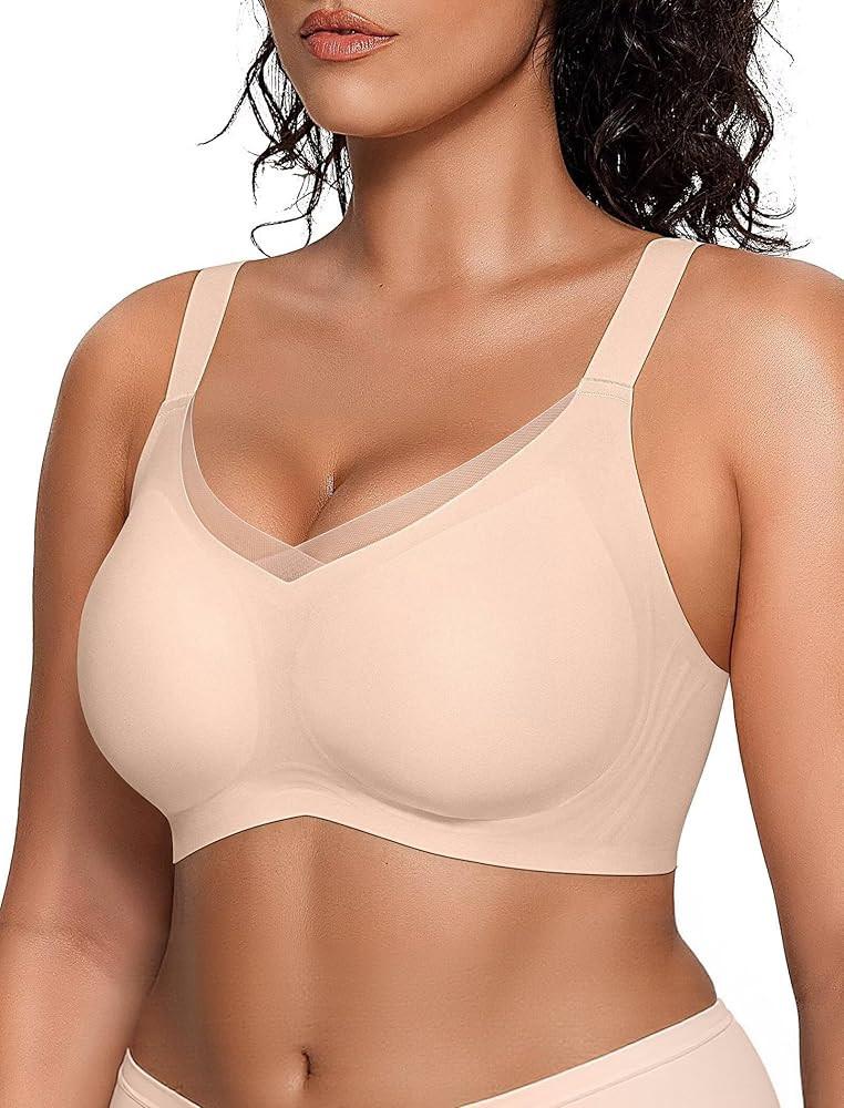 Vertvie Wireless Bras for Women No Underwire Supportive Mesh Crossover Bra Seamless Push Up Full ... | Amazon (US)
