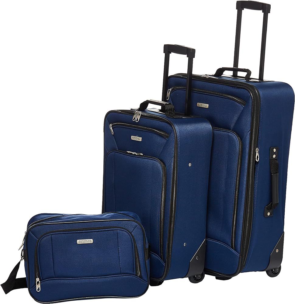 American Tourister Fieldbrook XLT Softside Upright Luggage, Navy, 3-Piece Set (BB/21/25) | Amazon (US)