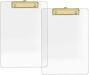 JIARI 2 Pack Clear Acrylic Office Clipboard A4 Letter Size 8.6" x 12.2" (Gold) | Amazon (US)