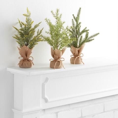 Artificial Tabletop Trees in Burlap Bases Decor Set of 3 | World Market