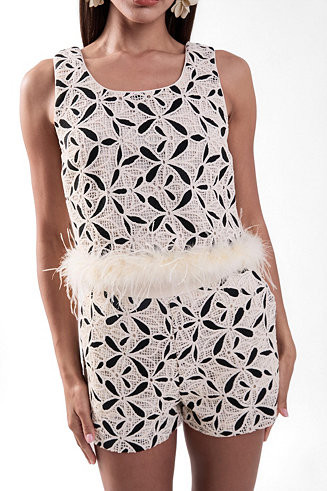 English Factory Women's Crochet lace Feather Top - Macy's | Macy's