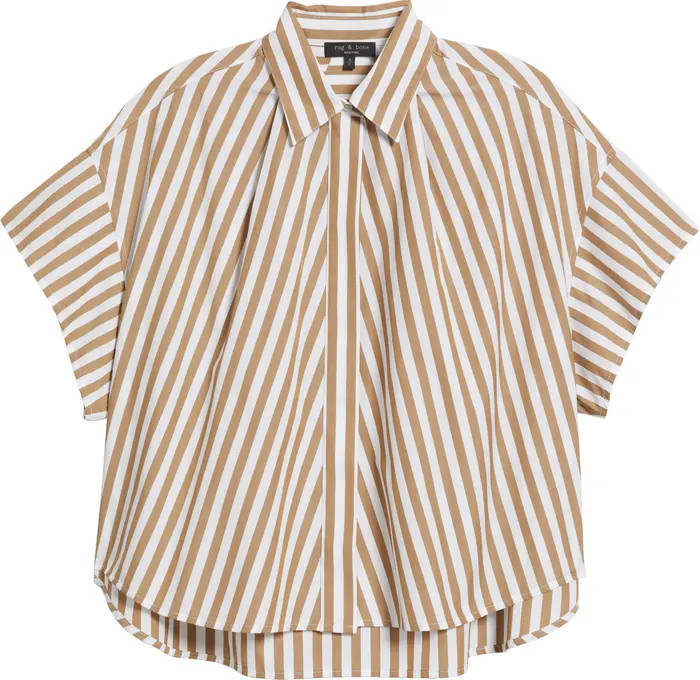 rag & bone Maura Stripe High-Low Cotton Poplin Button-Up Shirt | Nordstrom | Nordstrom