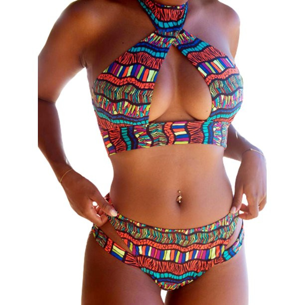 Pudcoco Women High Waisted Bikini Set Swimwear Push Up Bra Swimsuit Bathing Suit | Walmart (US)