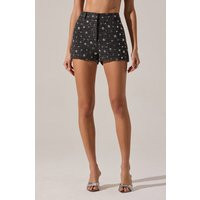 ASTR the Label | Wynn Embellished Mini Shorts in Charcoal | Size L | ASTR The Label (US)