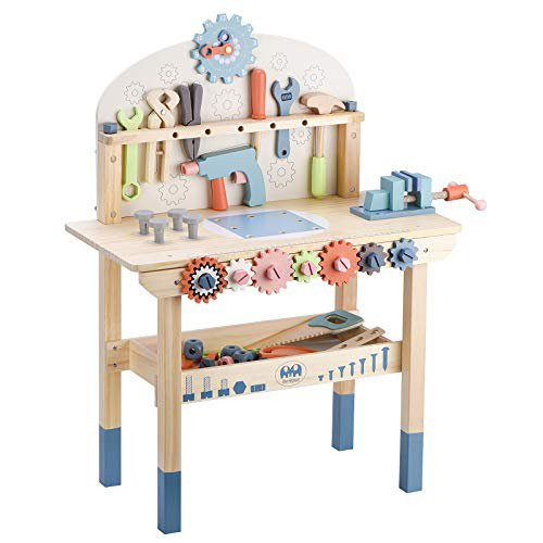 Tool Bench for Kids Toy Play Workbench Wooden Tool Bench Workshop Workbench with Tools Set Wooden... | Walmart (US)