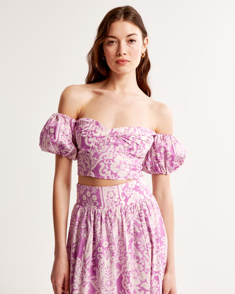 Women's Poplin Off-The-Shoulder Set Top | Women's Tops | Abercrombie.com | Abercrombie & Fitch (US)