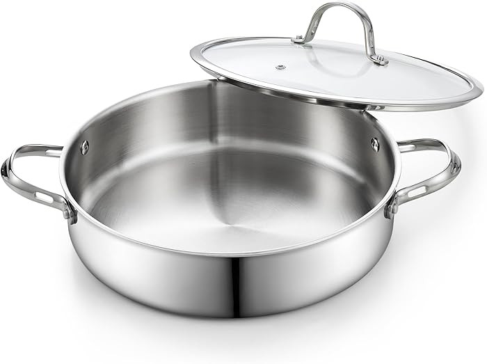 Cooks Standard 5.5-Quart Multi-Ply Clad Stainless Steel Deep Sauté Pan, 12-inch Frying Pan, Larg... | Amazon (US)