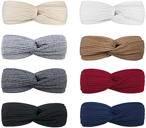 DRESHOW 8 Pack Headbands for Women Criss Cross Vintage Head Wrap Boho Headband Twisted Elastic Ha... | Amazon (US)