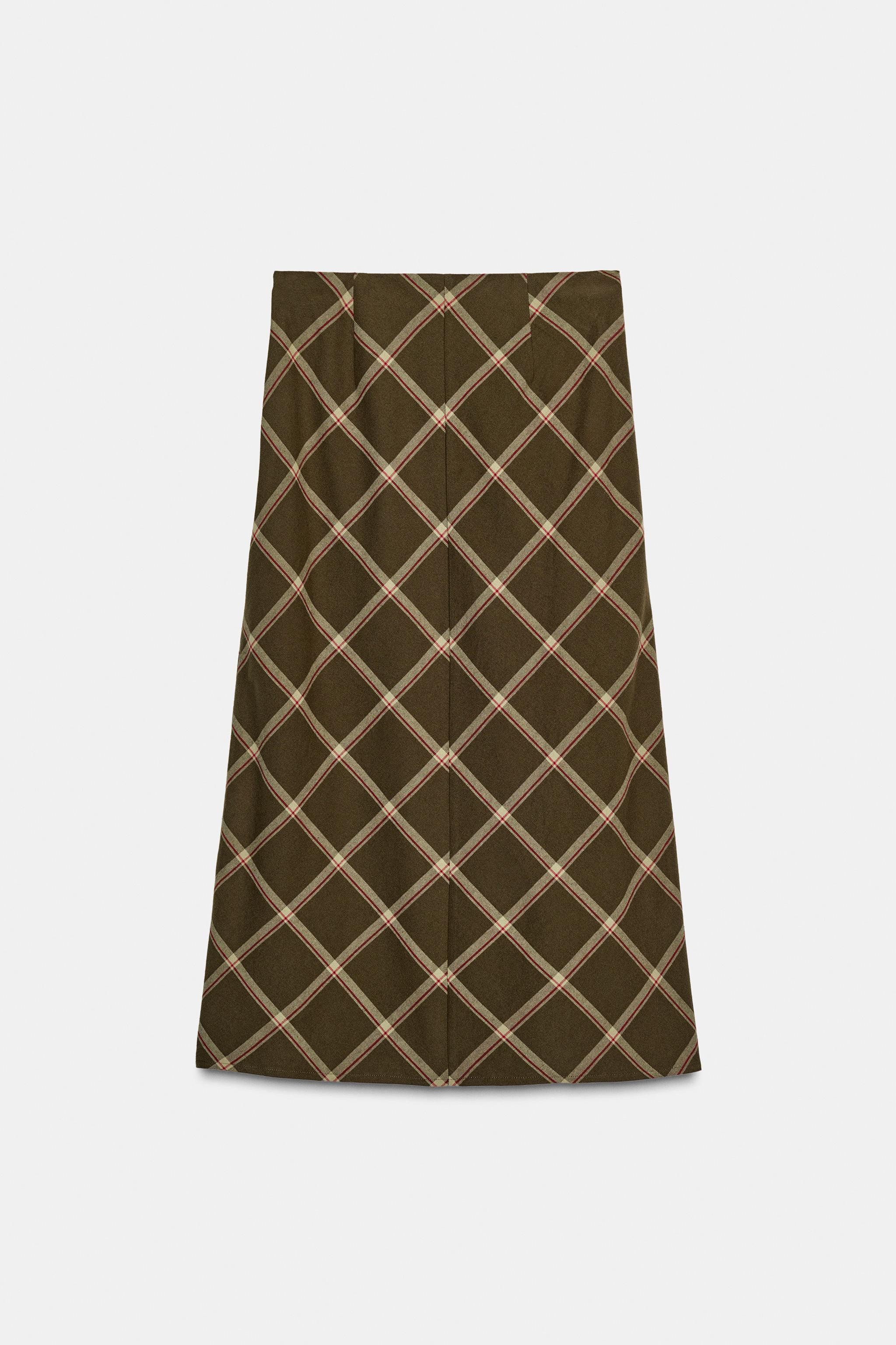 RUFFLE CHECK MIDI SKIRT | Zara DE