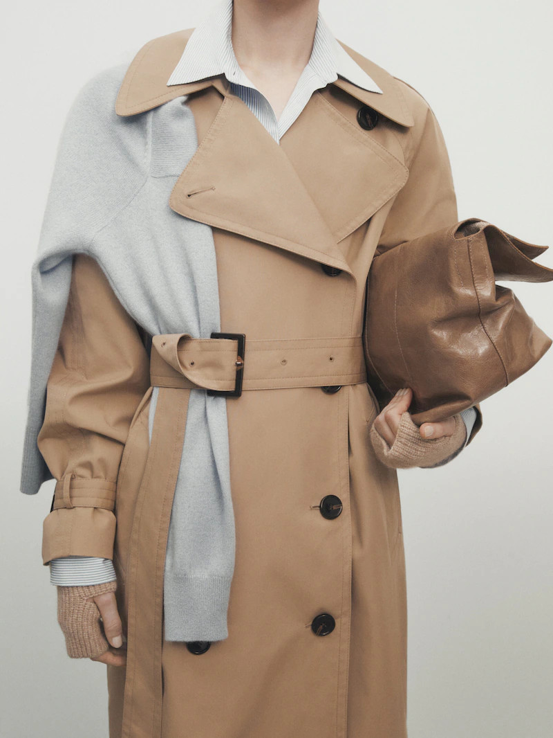 Voluminous trench coat with belt | Massimo Dutti UK