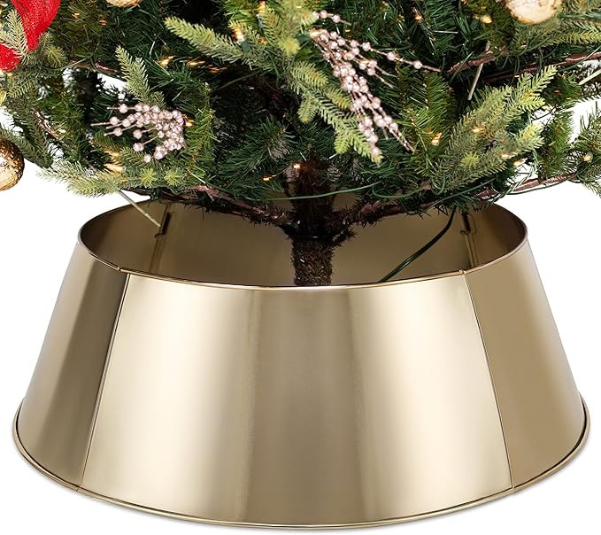 BIRDROCK HOME 4-Panel Christmas Tree Collar - Metal Holiday Skirt Decor - Water Base Protection f... | Amazon (US)