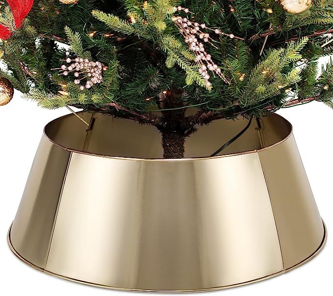 Amazon.com: BIRDROCK HOME 4-Panel Christmas Tree Collar - Metal Holiday Skirt Decor - Water Base ... | Amazon (US)