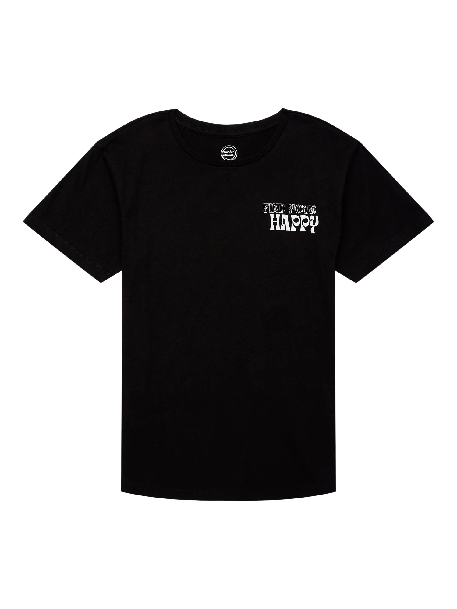 Wonder Nation Girls Smiley Graphic Tee with Short Sleeves, Sizes 4-18 | Walmart (US)