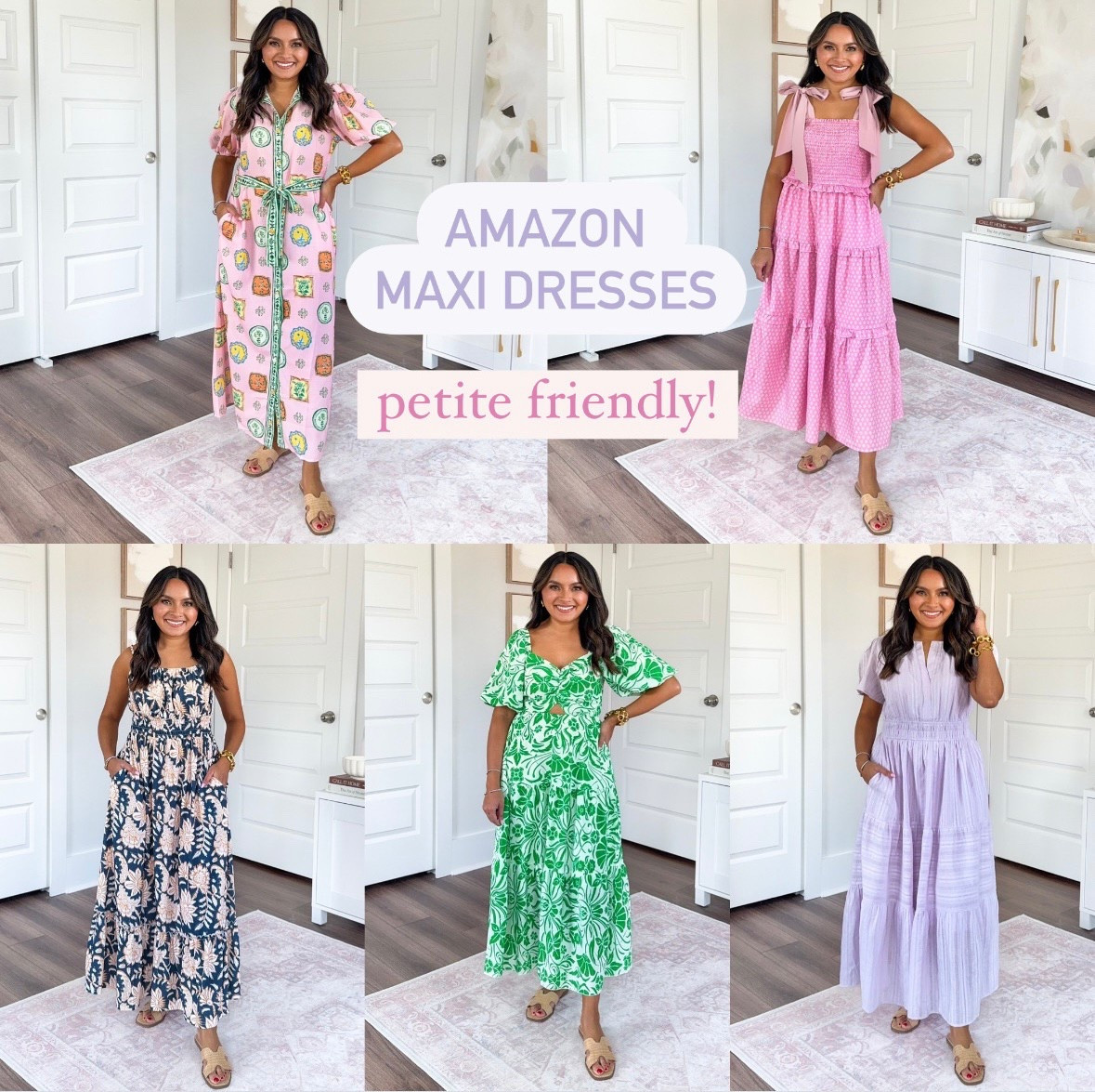 For reference: I’m 5’0, 32b bra size, and 2/26 in bottoms, pear shaped. 

Pink & green belted button down dress size small TTS
Tan sandals size 5.5 TTS

Pink tie shoulder dress size small TTS
Tan sandals size 5.5 TTS

Navy blue floral dress size small TTS
Tan sandals size 5.5 TTS

Green floral printed dress size small TTS
Tan sandals size 5.5 TTS

Light purple pink dress size small TTS
Tan sandals size 5.5 TTS


Amazon dress
Spring break outfits
Vacation dress
Trip dress
Spring dresses
Summer dress
Amazon outfit
Honey Sweet Petite
Honeysweetpetite 


#LTKPetite #LTKStyleTip #LTKFindsUnder50