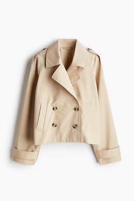 Trench-look Jacket - Long sleeve - Short - Beige - Ladies | H&M US | H&M (US + CA)