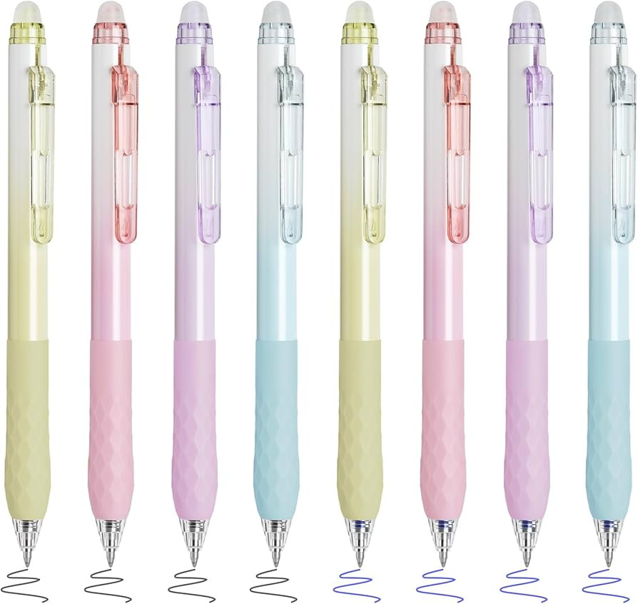 BAYTORY 8Pcs Fine Point Erasable Gel Pens, 0.5mm Retractable Black and Blue Ink Pen, Smooth Writh... | Amazon (US)