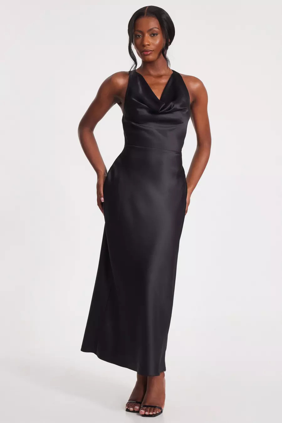 Black Satin Cowl Midaxi Dress | Quiz Clothing