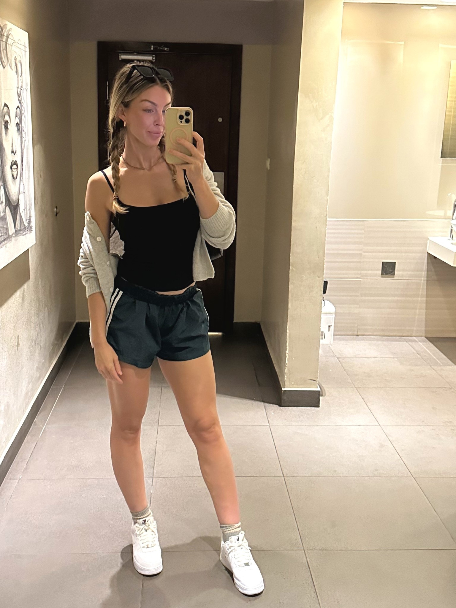 a solid casual uniform — running errands, coffee run! Track shorts (fit so perfect), cardigan (soo soft), cami (built in bra), and sneakers (that go with everything)

#LTKStyleTip #LTKFindsUnder100 #LTKFindsUnder50