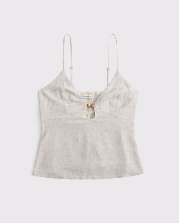 Women's Linen-Blend Beaded Cami | Women's Tops | Abercrombie.com | Abercrombie & Fitch (US)