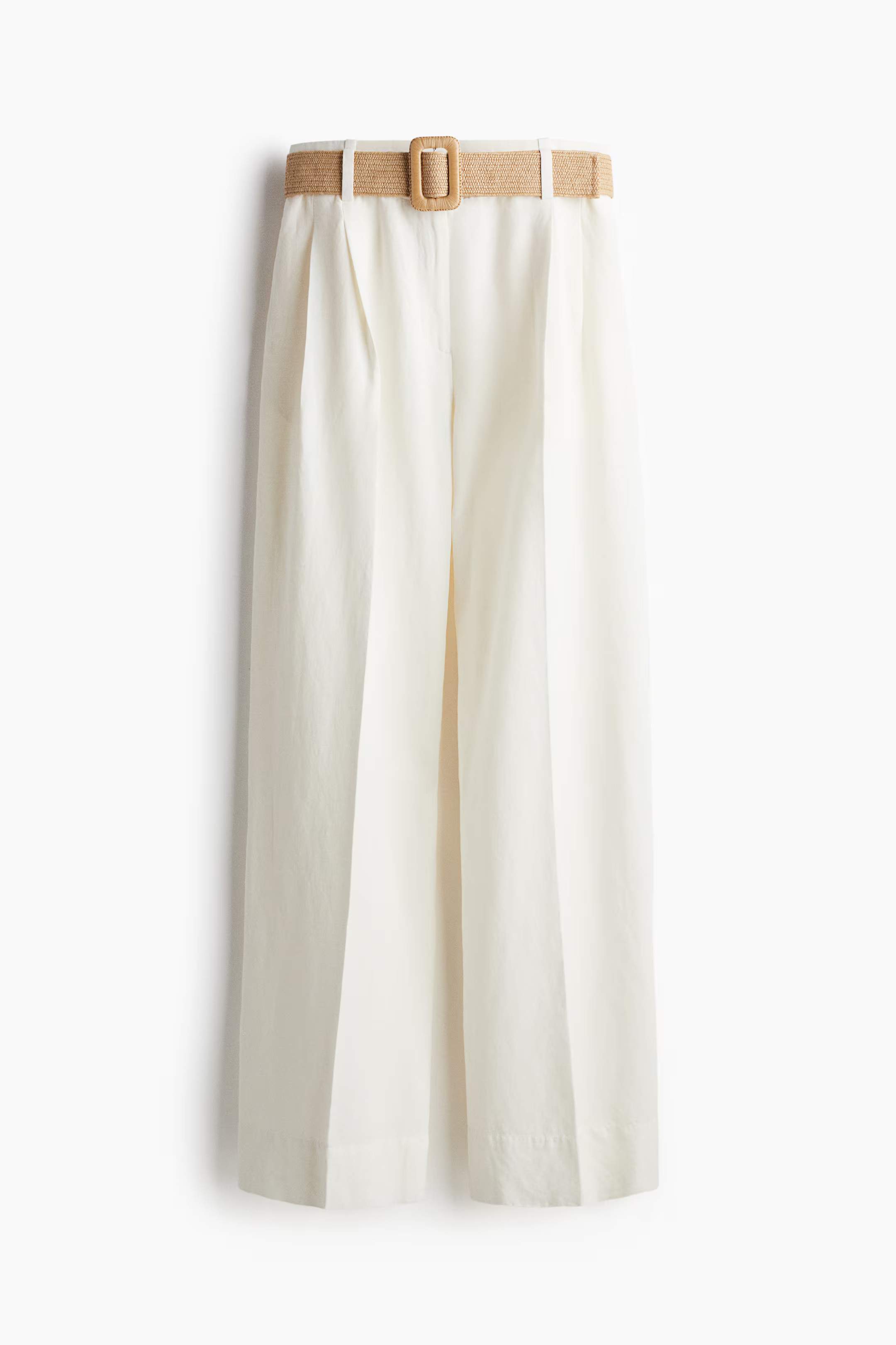 Linen-Blend Pants with Belt | H&M (US + CA)
