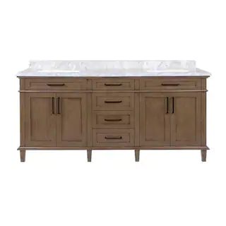 Home Decorators Collection Sonoma 72 in. W x 22 in. D x 34 in H Bath Vanity in Almond Latte with ... | The Home Depot