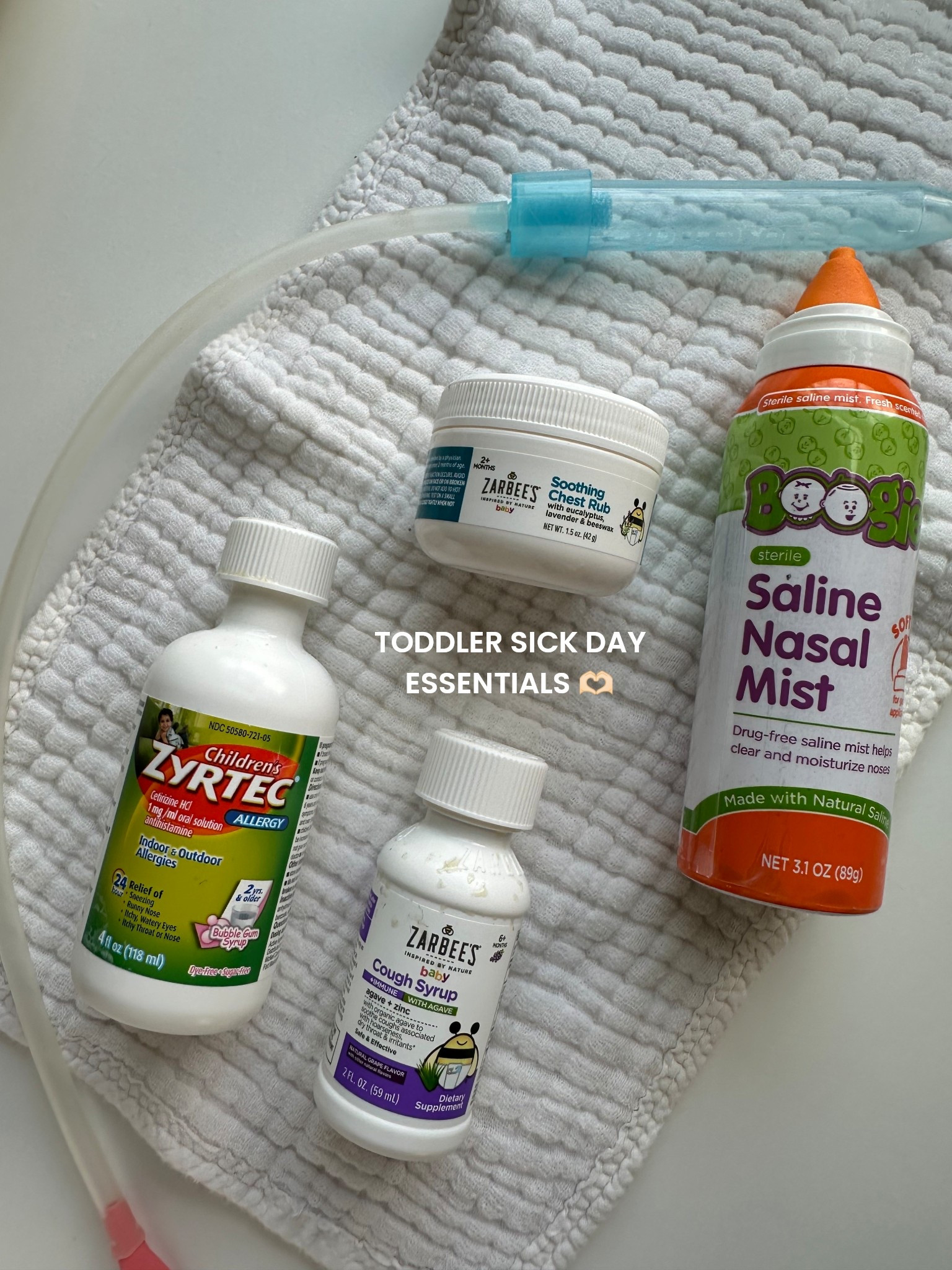 What are your favorite sick day items?! These are our toddler sick day essentials! Every morning that my toddler wakes up sick, we do a warm bath after breakfast followed by these items and cozy pajamas. We’ll be staying inside for the next few days until symptoms subside, and using our key go tos here. These will all be 🔗 LINKED on my LTK and ShopMy. I get most of my items at target, but a few come from Whole Foods. Can also get all of these from Amazon. Missing my @Honest sniffer soothers (but those were all the way downstairs) 🙈

@Zarbee’s @Zyrtec @Aveeno @aveenobabyus @EllaOla Brands @frida @Boogie Brand @AquaphorUS @Jellycat @Gap 

#LTKBaby #LTKmorningroutine #LTKKids
