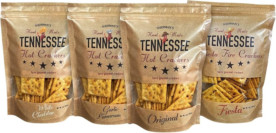 Sherman's Tennessee Hot Crackers, Spicy Snack Cracker Variety Pack, (4 Pack, 4 flavors - Original... | Amazon (US)