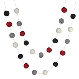 Buffalo Plaid Felt Ball Garland- Red, Gray, Black & White Felt Ball Christmas Garland- 6 ft strin... | Amazon (US)