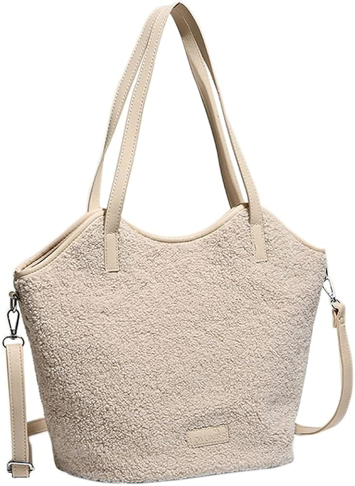 Large Fleece Sherpa Purse Teddy Plush Fluffy Furry Fuzzy Tote Bag Faux Fur Handbags for Women Lad... | Amazon (US)