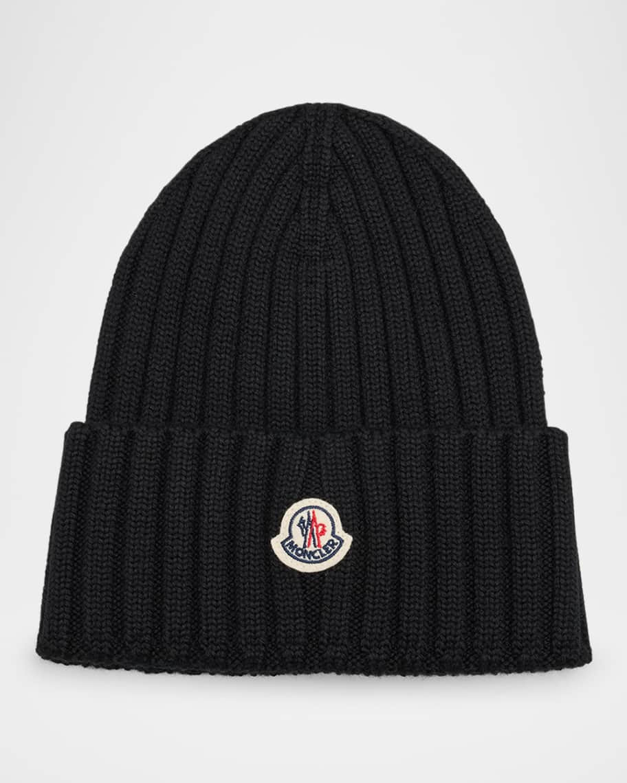 Moncler Logo Ribbed Wool Beanie | Neiman Marcus