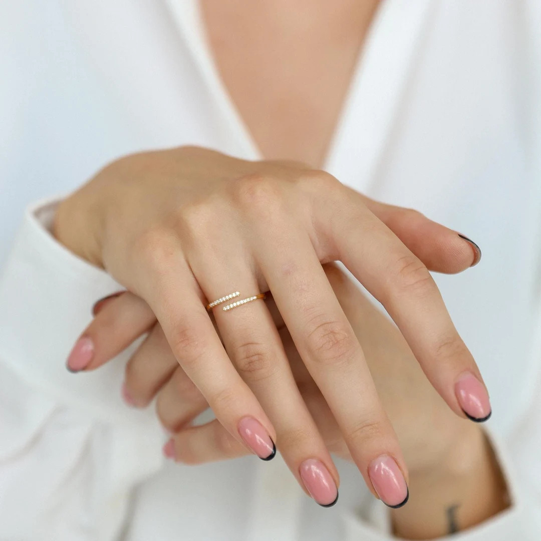 Gold Wrap Ring, Adjustable Open Ring for Women, Dainty Diamond Stacking Rings, Minimalist Jewelry... | Etsy (US)