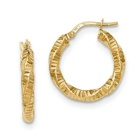 14K Yellow Gold Earring Hoop Women'S 23 mm 4 Twisted Textured Earrings | Walmart (US)