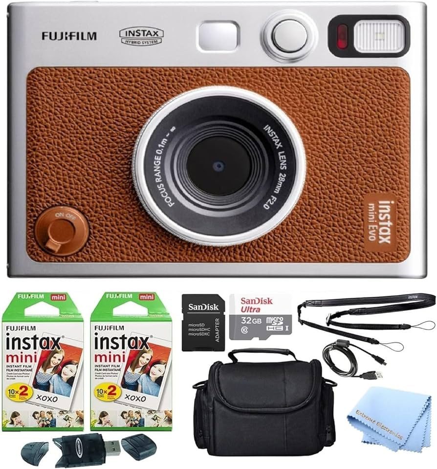 Fujifilm Mini EVO Hybrid Camera (Brown) Instant Film Camera Bundle with 40 Instant Film Sheets + ... | Amazon (US)