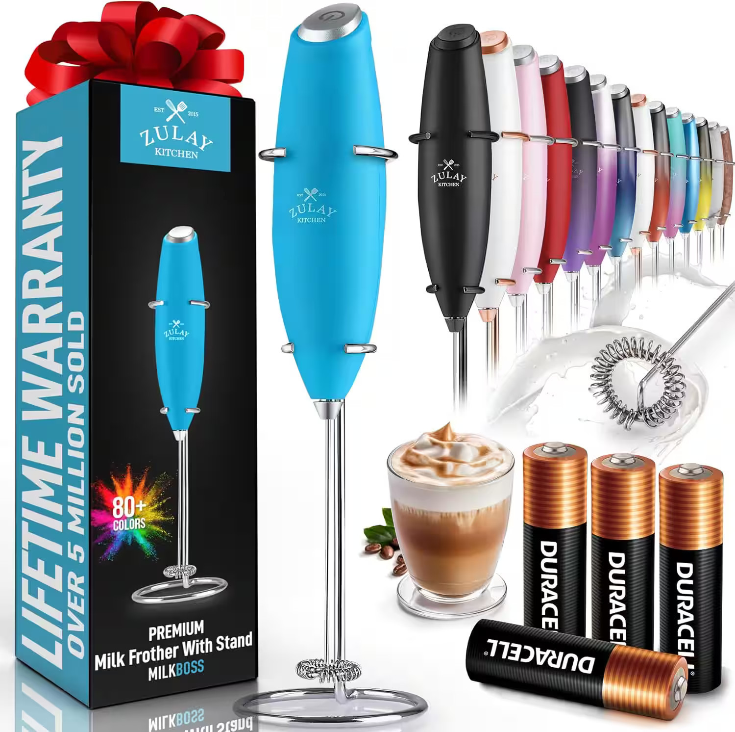 Zulay Kitchen - Powerful Milk Frother Handheld Foam Maker for Lattes - Teal | Best Buy U.S.