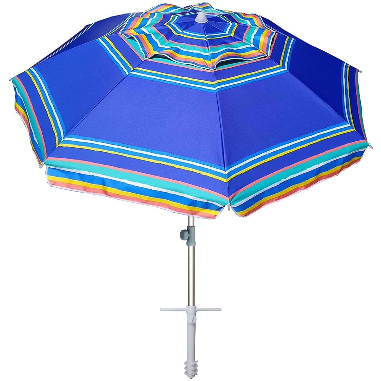 AMMSUN 7ft Heavy Duty High Wind Beach Umbrella Parasols with sand anchor & Tilt Sun Shelter, UV 5... | Amazon (US)