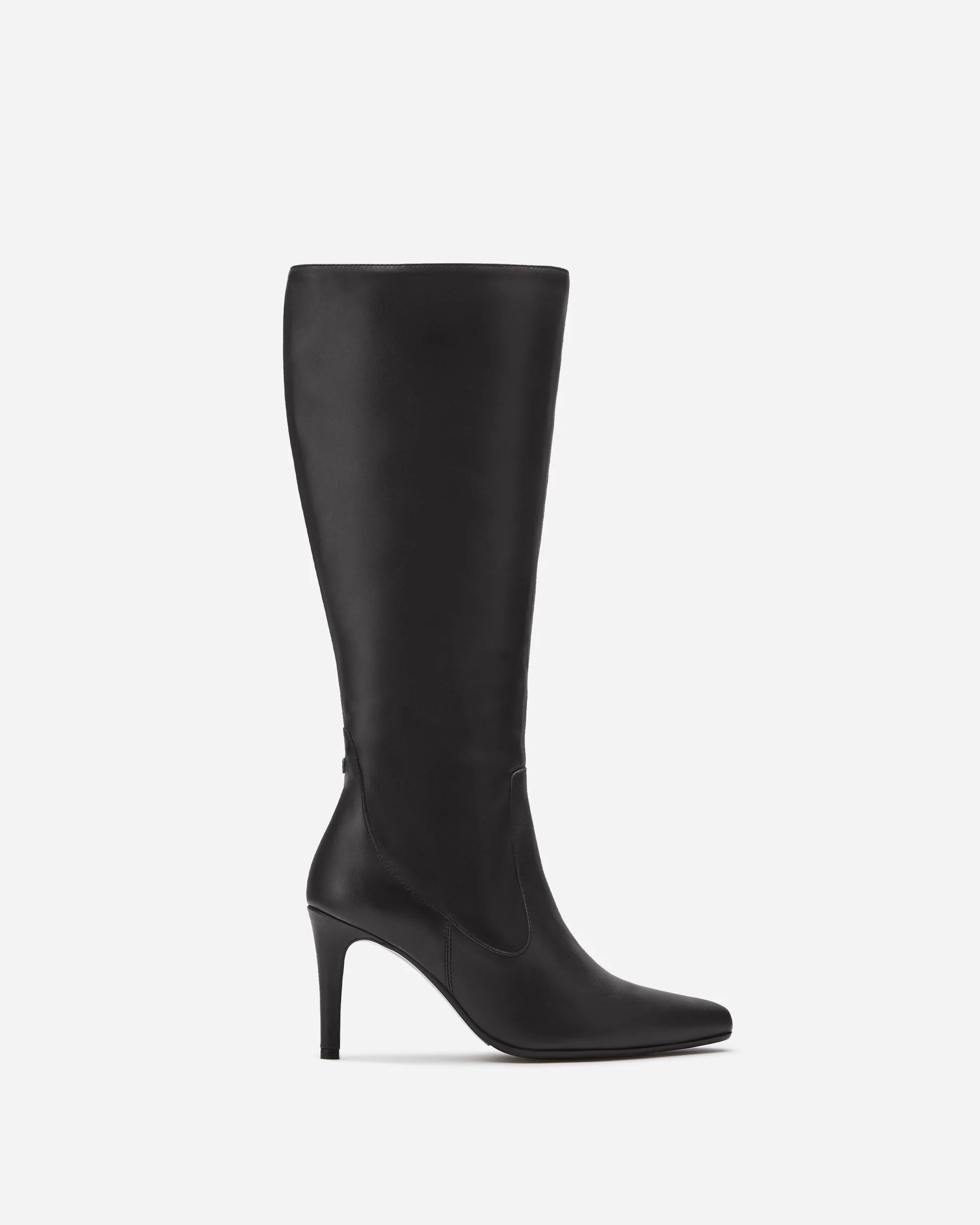 Freya Knee High Boots in Black Leather | DuoBoots