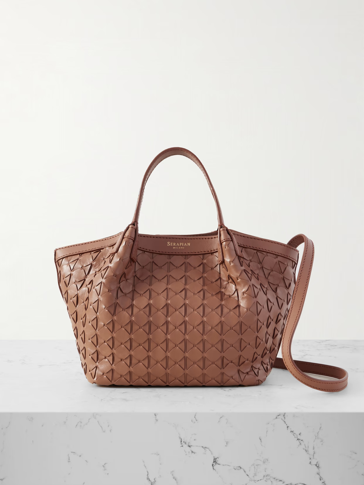 Serapian - Secret Mini Woven Leather Shoulder Bag - Brown | NET-A-PORTER (US)
