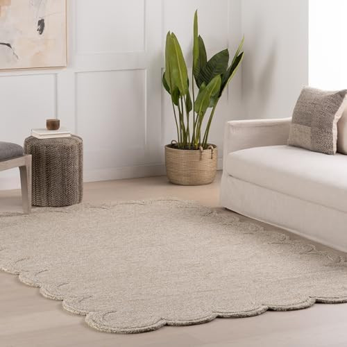 Nuloom Elira Solid 6' x 9' Wool Area Rug for Living Room Bedroom Dining Room, Oatmeal | Amazon (US)