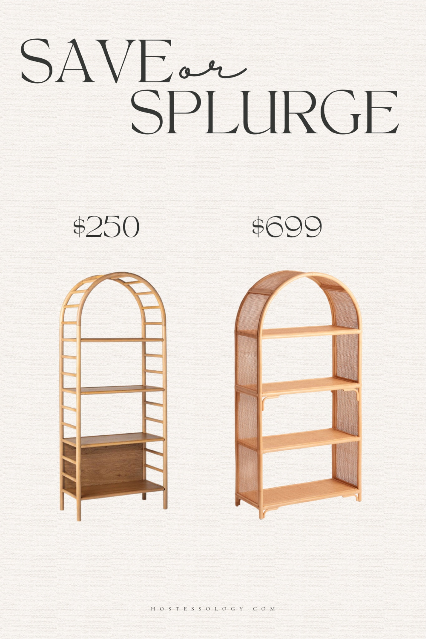 Save or Splurge - rattan arch bookshelf. I have the save version & it is one of my favorite purchases ever! #rattan #bookshelf #shelf #arch

#LTKstyletip #LTKFind #LTKhome