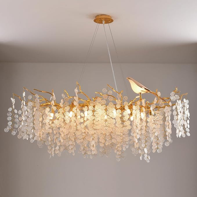 Modern Gold Crystal Chandelier,Tree Branch Chandelier,L48-Inch 14-Lights Gold Linear Raindrop Han... | Amazon (US)