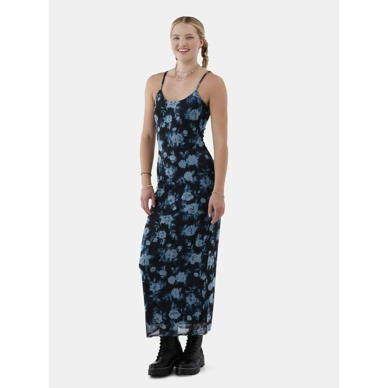 No Boundaries Sleeveless Mesh Maxi Dress, Women’s and Women’s Plus - Walmart.com | Walmart (US)