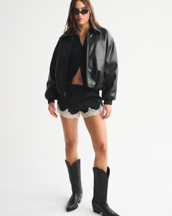 Vegan Leather Bubble Hem Coat | Abercrombie & Fitch (US)
