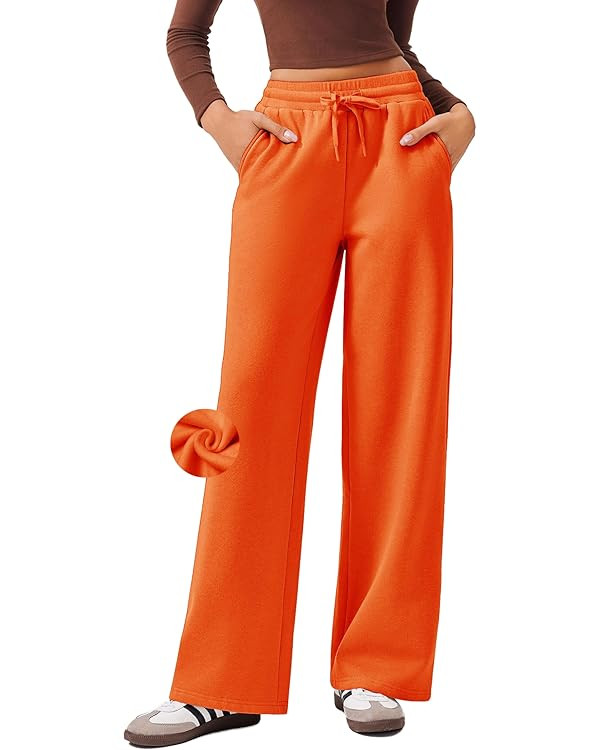 PINSPARK Wide Leg Sweatpants, High Waisted Athletic Baggy | Amazon (US)