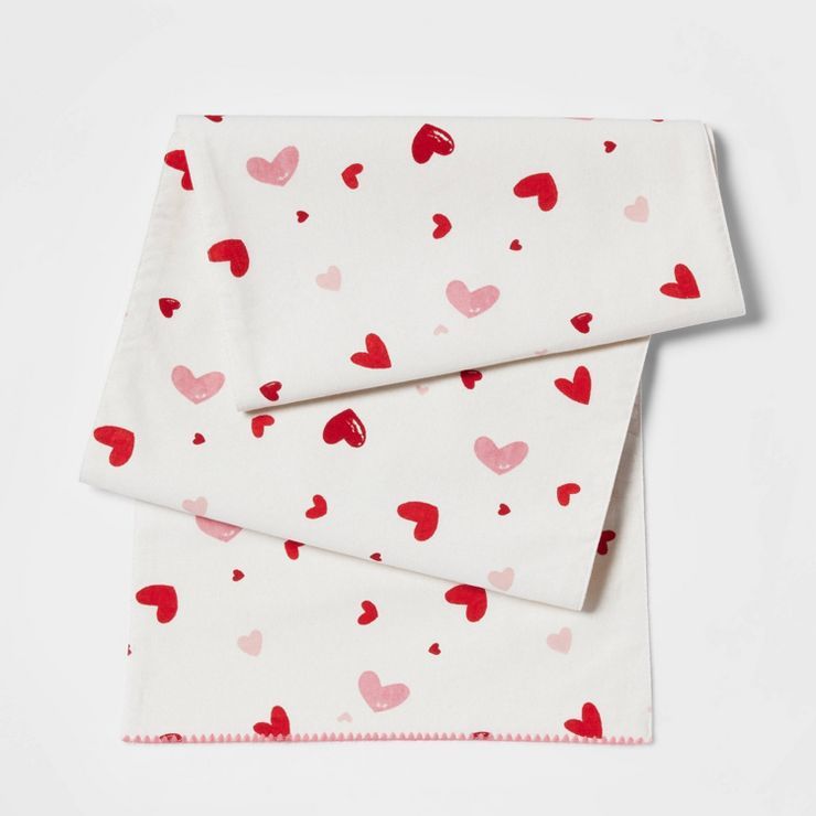 72" x 14" Cotton Scattered Heart Table Runner - Threshold™ | Target