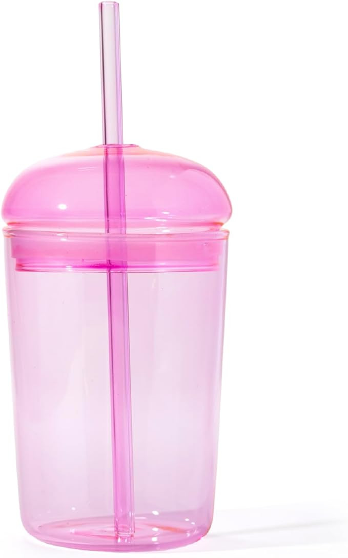 Maplefield Glass Tumbler with Dome Lid, 16oz - Dishwasher Safe Reusable Iced Coffee Cup - Spill-R... | Amazon (US)