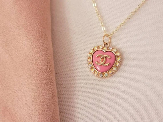 Designer cc necklace PINK | The favorite | luxury chains | Etsy (US)