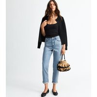 Women's Blue Turned Up Cuff Mom Jeans New Look | New Look (UK)