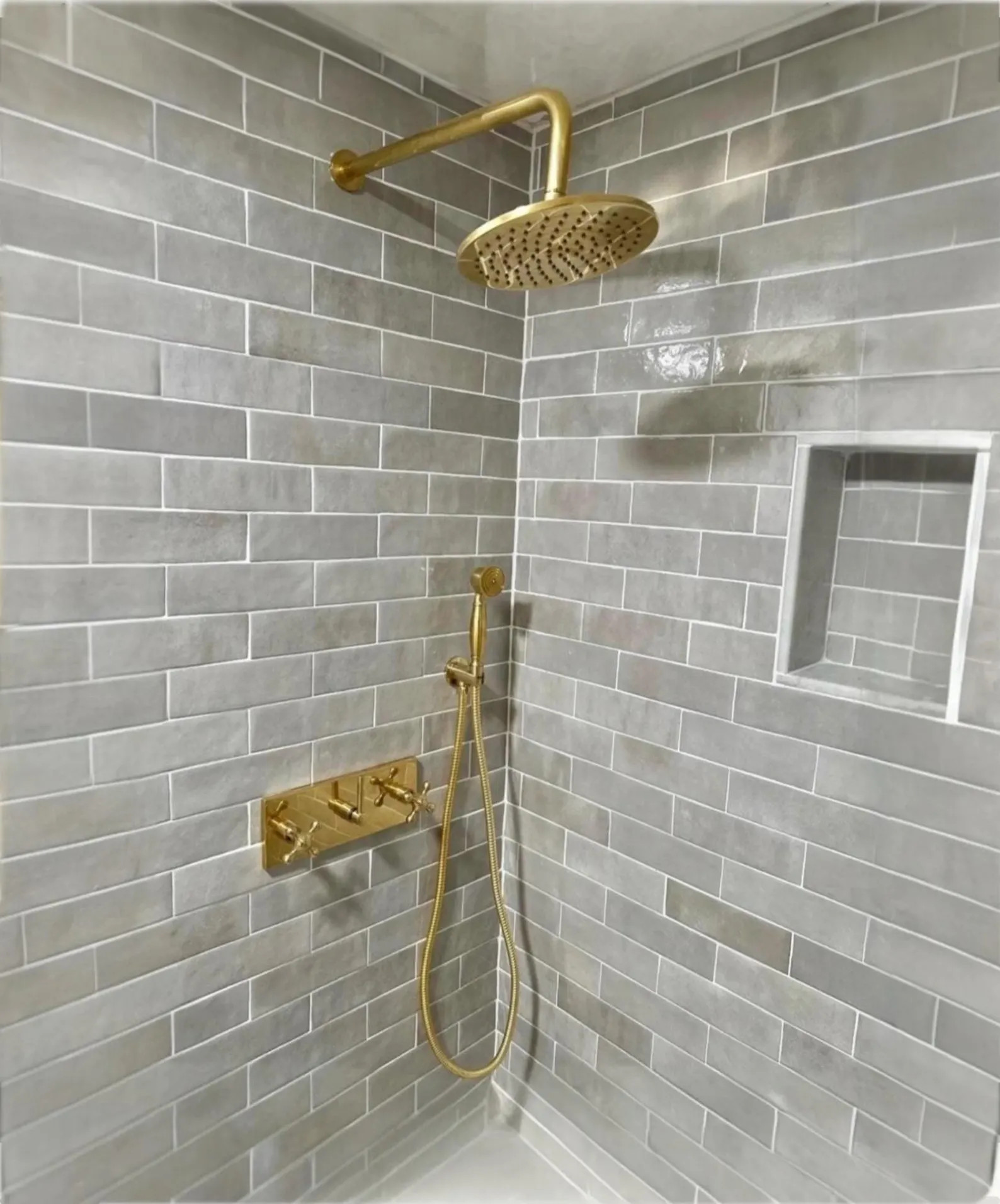 Unlacquered Brass Shower System: Rain Shower Head & Handheld Sprayer | Etsy (Global)